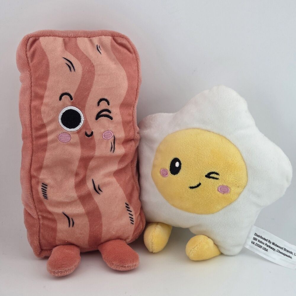 Midwood Brands Bacon Egg Stuffed Animal Plush Small 6-14 in Washable Multicolor